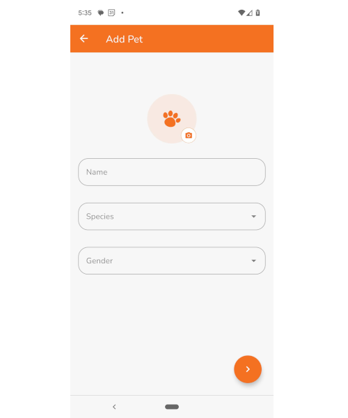 AcuroPet Add Pet Screen